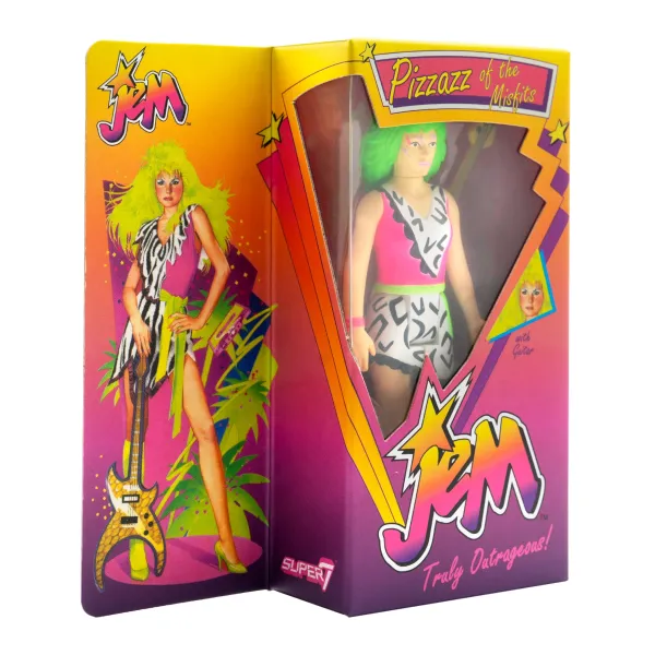 Super7 Jem And The Holograms^Jem And The Holograms Reaction W2 - Pizzaz (Neon) [Retro Box]