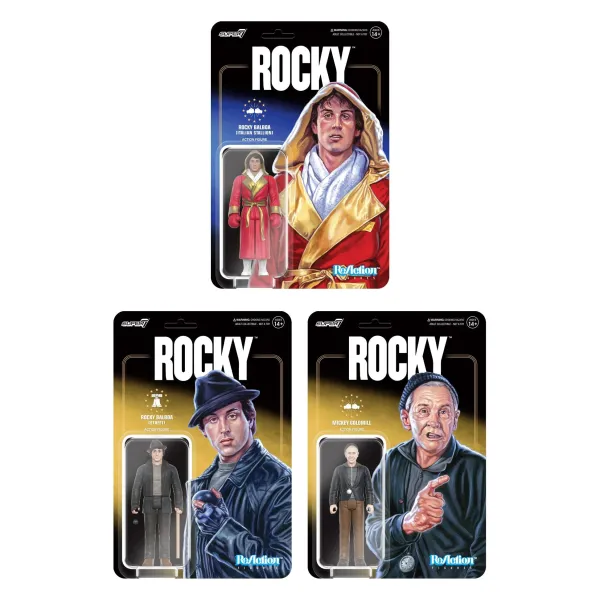 Super7 Rocky^Rocky Reaction Figures Wave 03 (Rocky I) - Italian Stallion Rocky, Street Rocky, Mickey