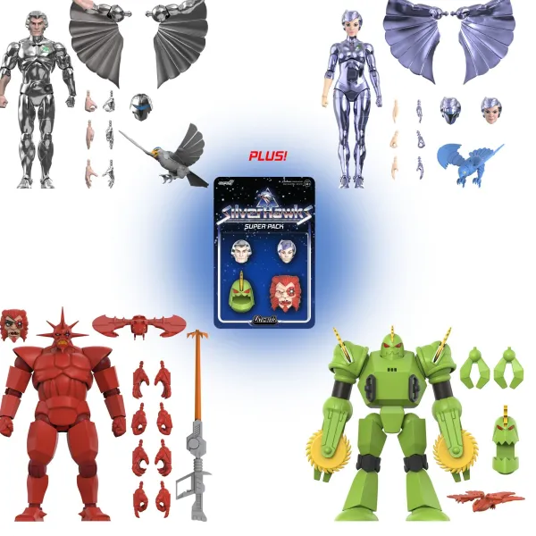 Super7 Silverhawks^Silverhawks Ultimates! Wave 4 - Steelheart, Quicksilver, Mon*Star & Buzz-Saw